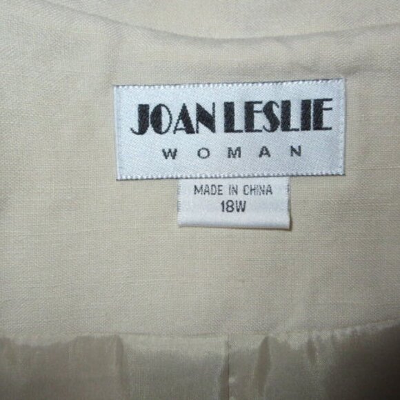 90s Vtg Linen Blend Blazer Size 18W Jacket Lined Neutral Minimalist Career NEW - Picture 5 of 12